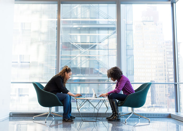 two people in a meeting