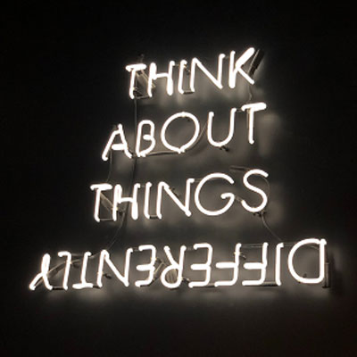 Think about things differently sign